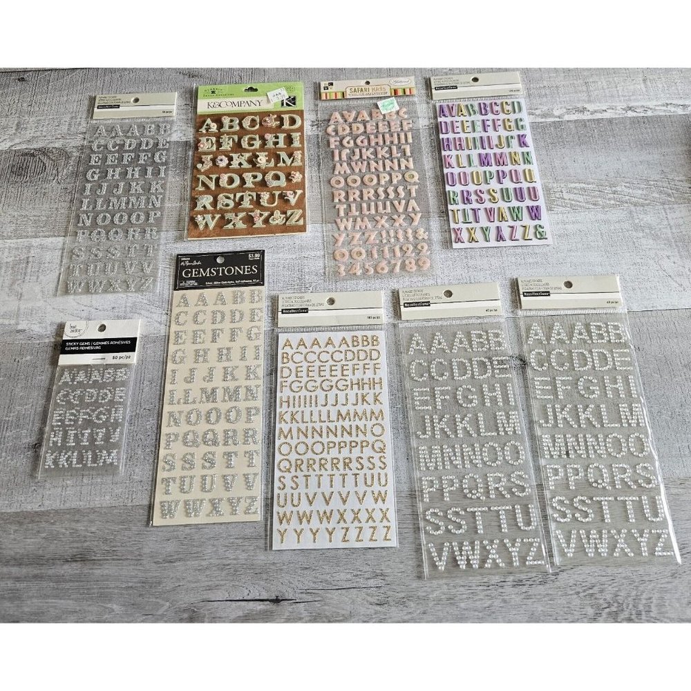 Sticker Lot - Alphabet Scrapbooking Stickers Letters Numbers Floral Bling #193